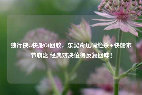 独行侠vs快船G4回放,东契奇压哨绝杀+快船末节 经典对决值得反复回味!