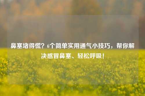 鼻塞堵得慌?6个简单实用通气小技巧,帮你解决感冒鼻塞、轻松呼吸!
