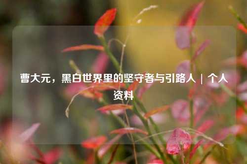 曹大元,黑白世界里的坚守者与引路人 | 个人资料