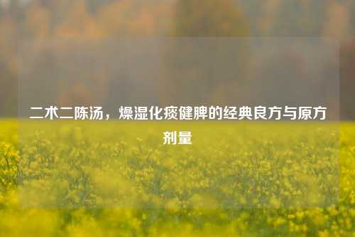 二术二陈汤,燥湿化痰健脾的经典良方与原方剂量