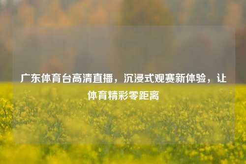 广东体育台高清直播,沉浸式观赛新体验,让体育精彩零距离