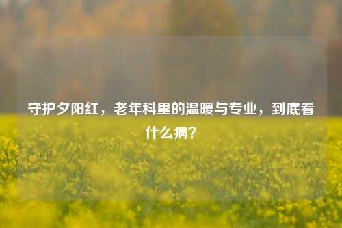 守护夕阳红,老年科里的温暖与专业,到底看什么病?