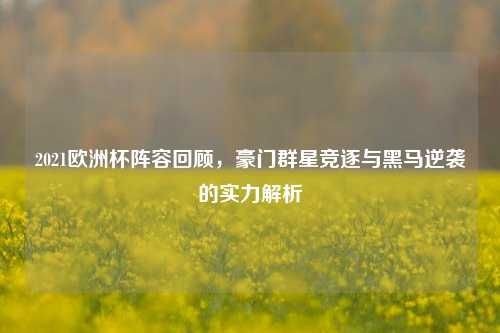 2021欧洲杯阵容回顾,豪门群星竞逐与黑马逆袭的实力解析