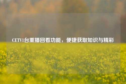 CETV1台重播回看功能,便捷获取知识与精彩