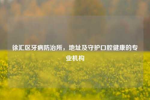 徐汇区牙病防治所,地址及守护口腔健康的专业机构