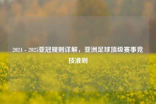 2024 - 2025亚冠规则详解,亚洲足球顶级赛事竞技准则