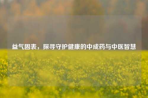益气固表,探寻守护健康的中成药与中医智慧