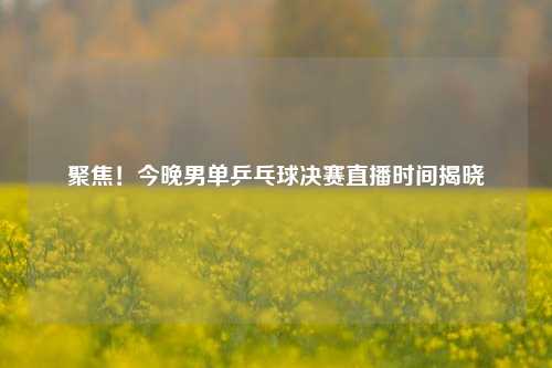 聚焦!今晚男单乒乓球决赛直播时间揭晓