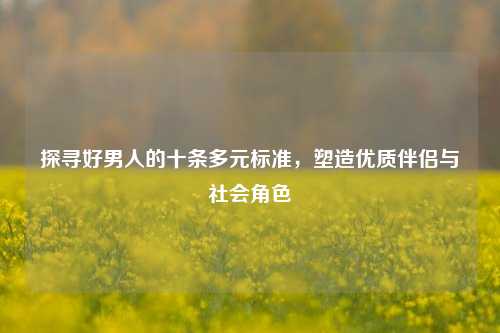 探寻好男人的十条多元标准,塑造优质伴侣与社会角色
