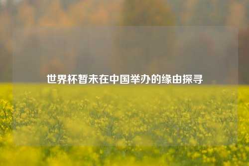 世界杯暂未在中国举办的缘由探寻