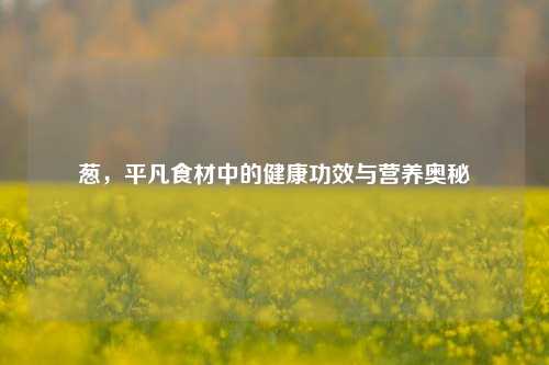 葱,平凡食材中的健康功效与营养奥秘