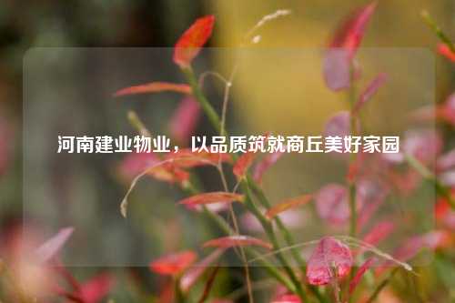 河南建业物业,以品质筑就商丘美好家园