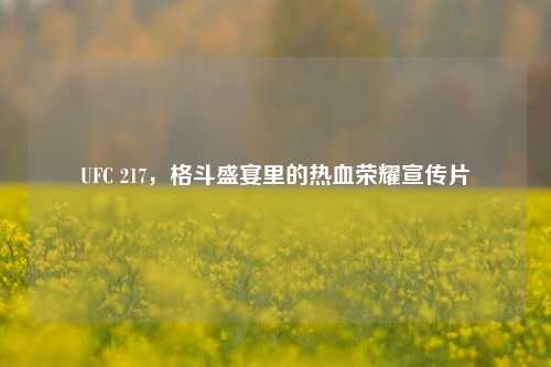UFC 217,格斗盛宴里的热血荣耀宣传片