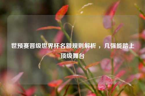 世预赛晋级世界杯名额规则解析 ,几强能踏上顶级舞台