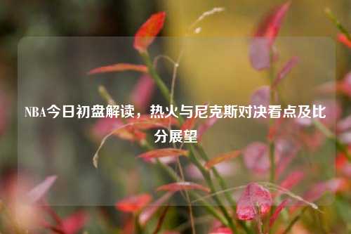 NBA今日初盘解读,热火与尼克斯对决看点及比分展望