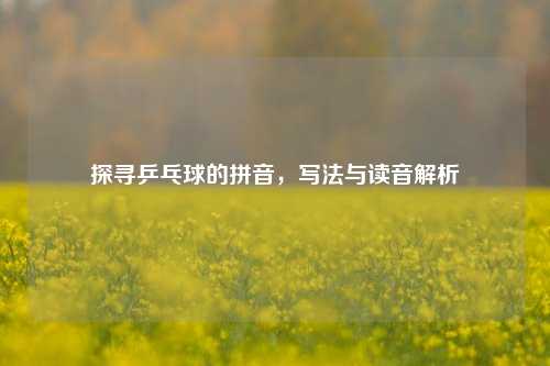 探寻乒乓球的拼音,写法与读音解析